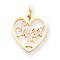 10K Yellow Gold Sweet 15 in Heart Charm Birthday Jewerly 20mm x 16mm